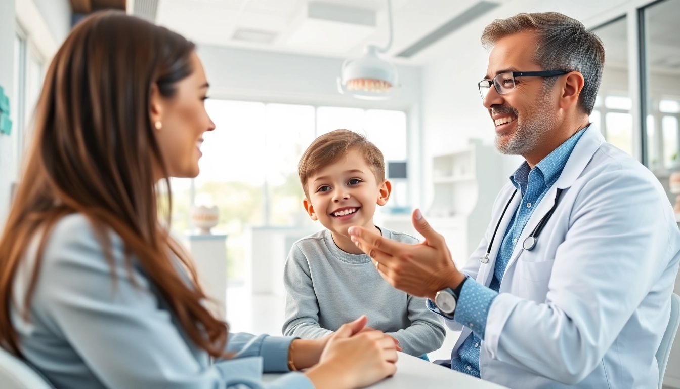 Children receive braces Myrtle Beach consultations with caring orthodontist in bright office.