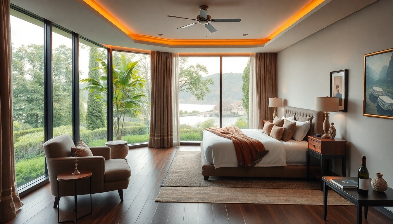 La cama elegante luxury12 en un ambiente de alojamiento sereno con lujosos detalles.