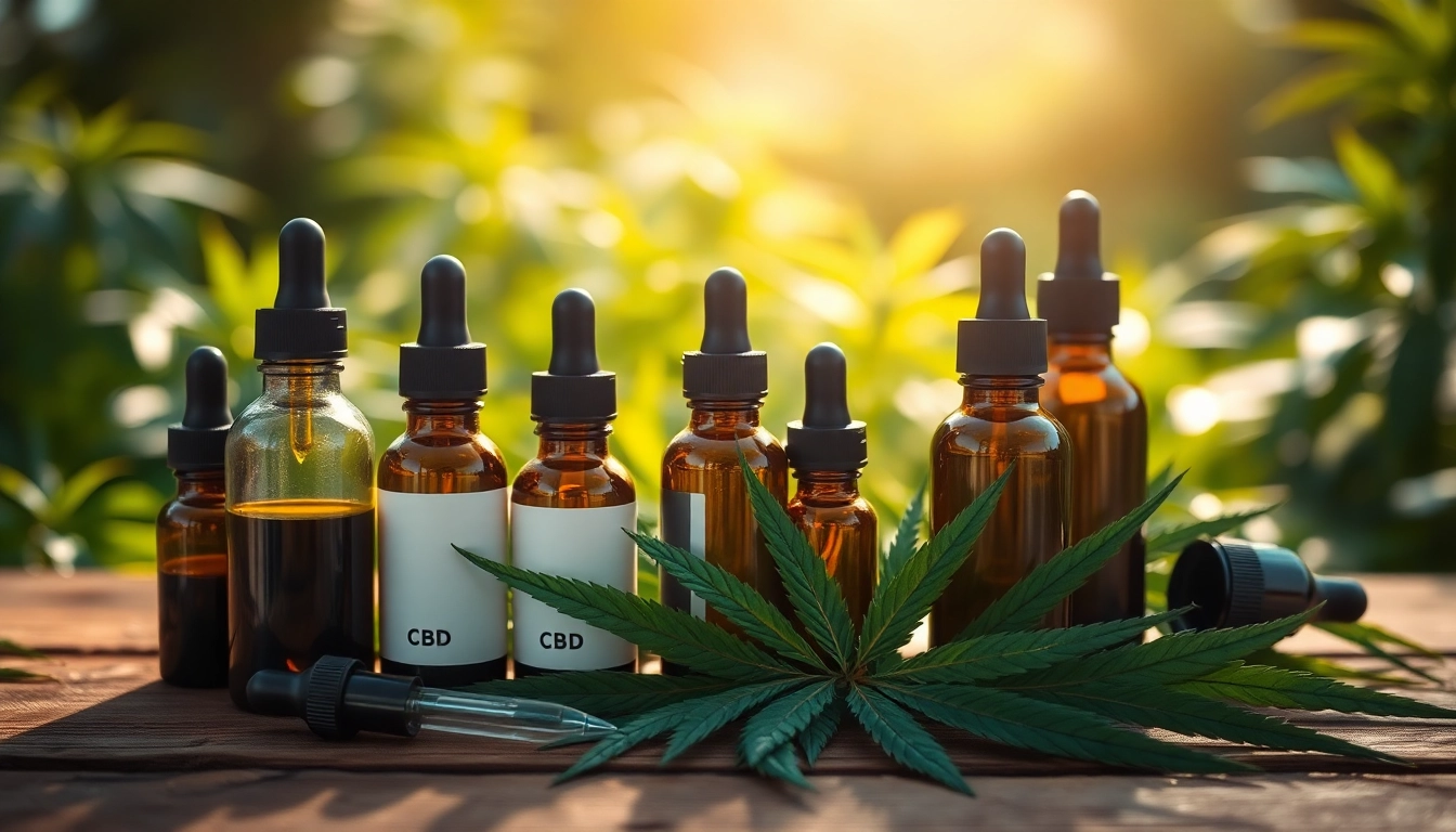 Showcase of CBD UK products with hemp leaves, promoting wellness and natural healing.