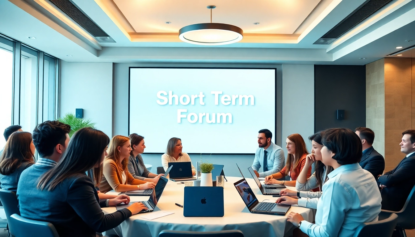 Engaged attendees discussing topics in the short term rental forum during a vibrant networking event.