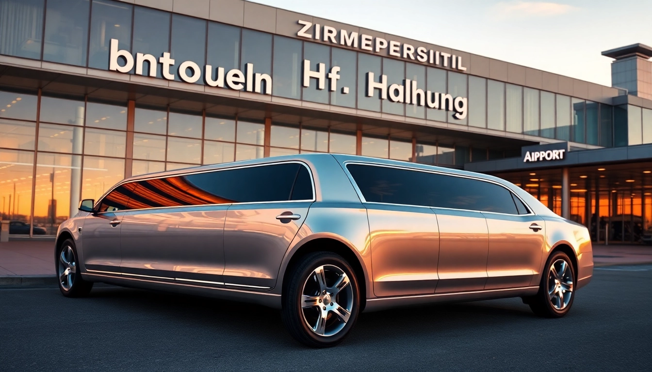 Experience luxurious limousine service Vancouver airport with a polished vehicle at the airport entrance.