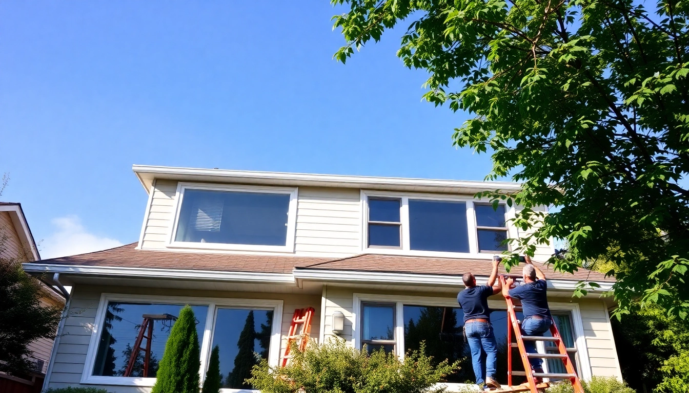 Expert team performing a window replacement Portland Oregon in a suburban setting.